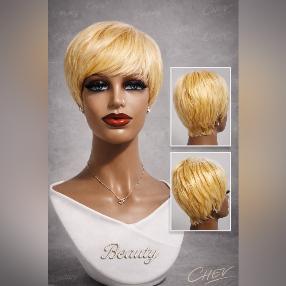 Full Machine Made No Lace Human Wig 613 Wig Short Cut With Bangs  Remy